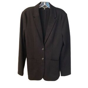 THALIAN SIZE MEDIUM BLACK 2 BUTTON UNLINED BLAZER CAREER BUSINESS